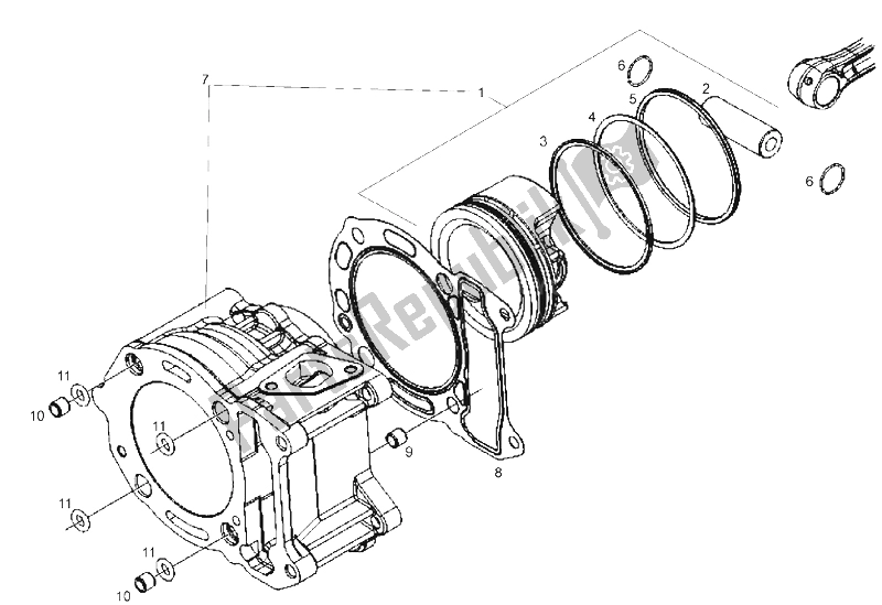 All parts for the Cylinder - Piston of the Derbi GP1 LOW Seat 250 CC E3 2 VER 2007