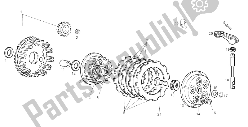 All parts for the Clutch of the Derbi Senda 50 SM DRD Racing E2 2 VER 2005