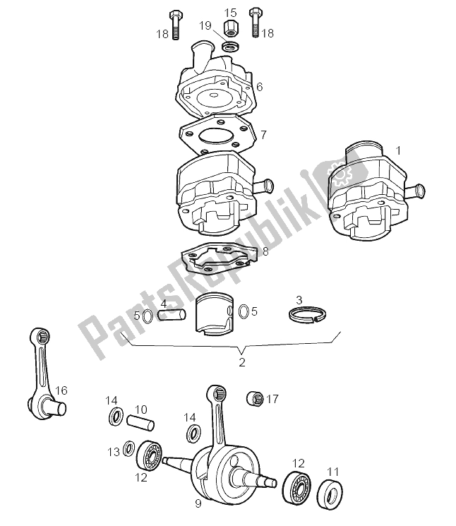 Toutes les pièces pour le Arbre D'entraînement - Cylindre - Piston du Derbi Senda 50 SM Racer 2002