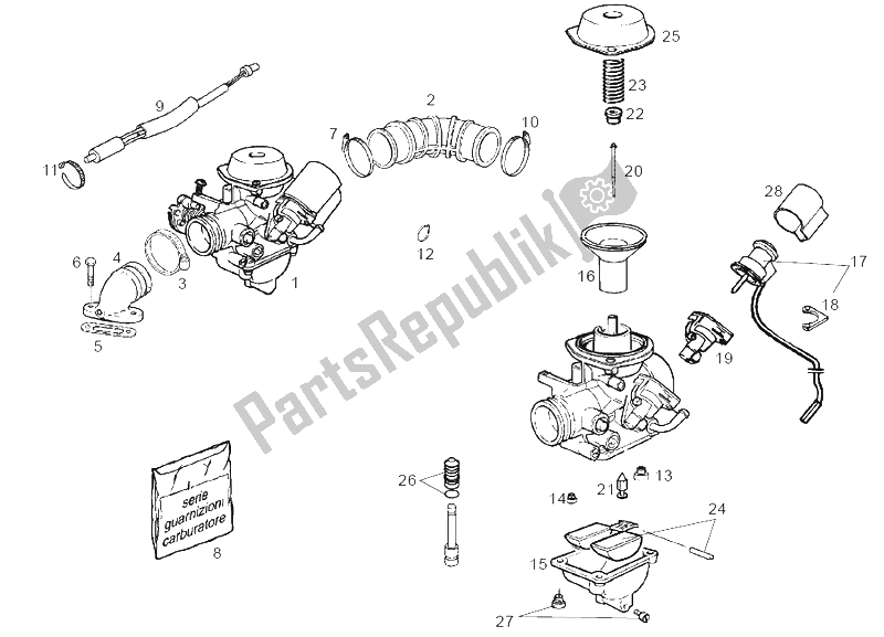 Toutes les pièces pour le Carburateur Keihin du Derbi Boulevard 125 150 CC E2 2004