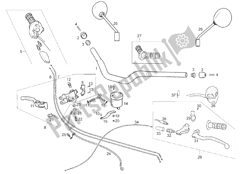 All parts for the Handlebar of the Derbi Mulhacen 659 E2 E3 2006