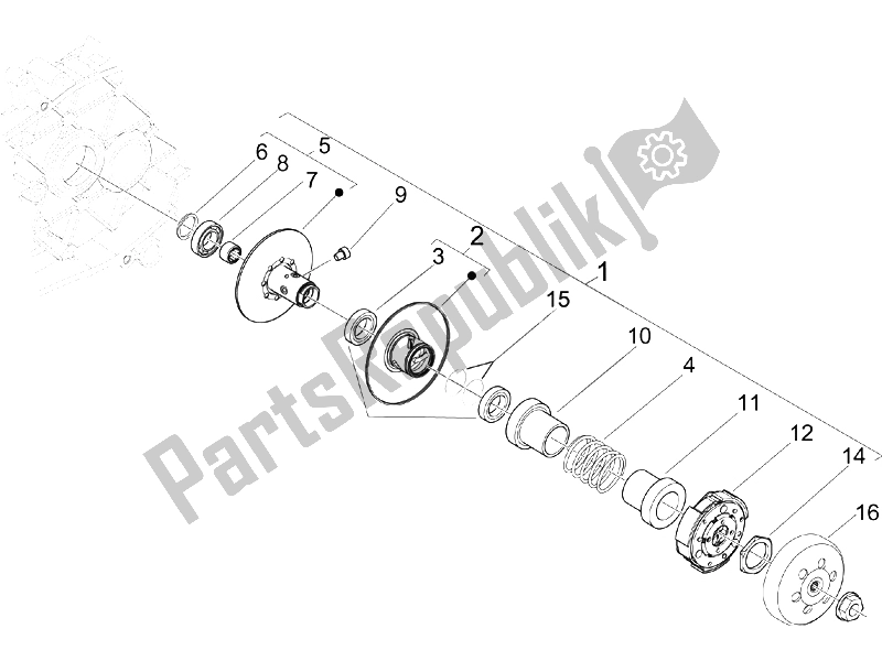 All parts for the Driven Pulley of the Derbi Sonar 50 2T 2009
