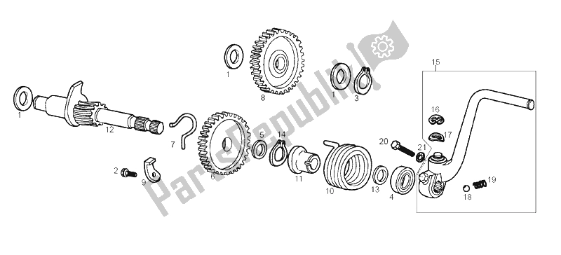 All parts for the Starter Assembly of the Derbi Senda 50 SM X Race E2 3 Edicion 2007