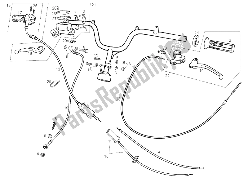 Toutes les pièces pour le Guidon - Commandes du Derbi Atlantis O2 City E2 50 2003