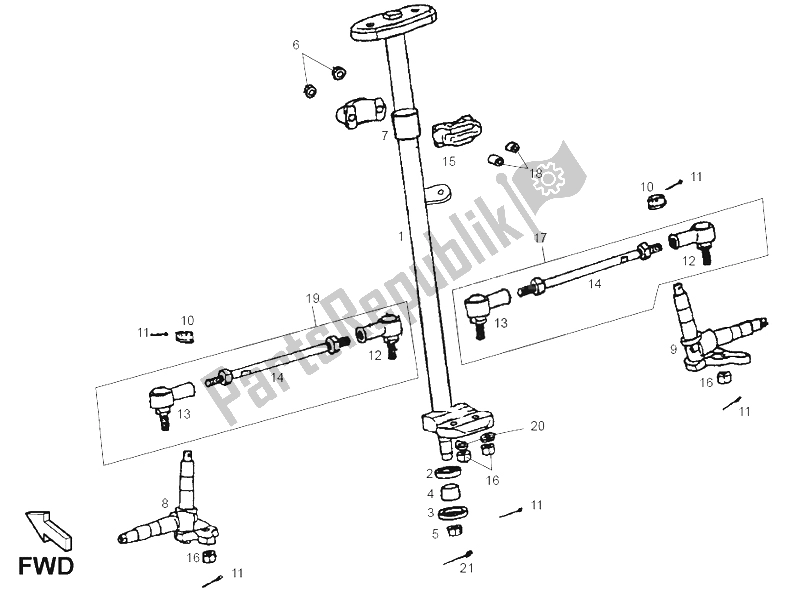 All parts for the Steering of the Derbi DFW 50 CC E2 2004