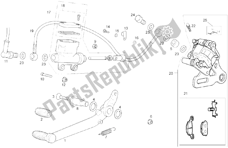 Toutes les pièces pour le Frein Arriere du Derbi GPR 50 2T E2 2009