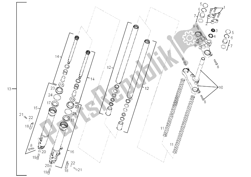 Toutes les pièces pour le Fourche Avant du Derbi Senda 50 R X Trem E2 2004