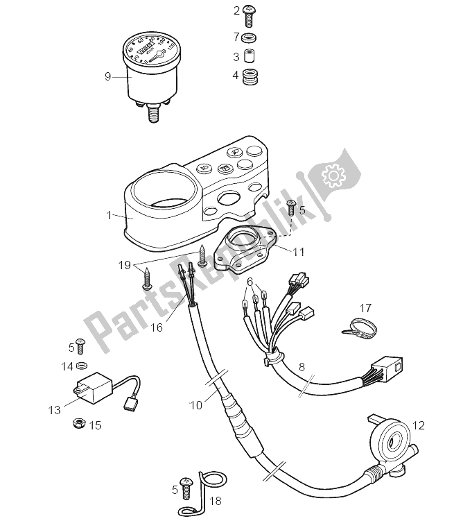 All parts for the Dashboard of the Derbi Senda 50 SM Racer 2002