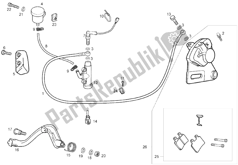 Toutes les pièces pour le Frein Arriere du Derbi Cross City 125 4T E3 2007