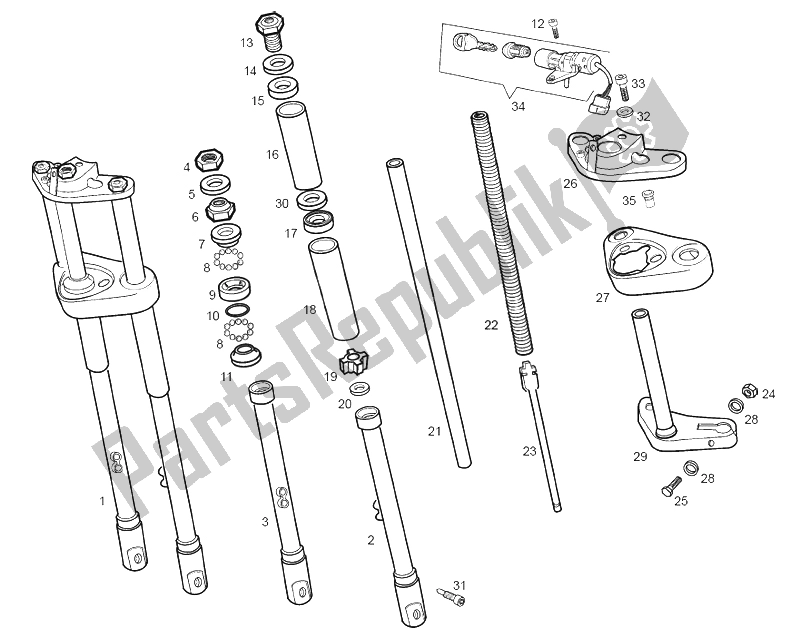 Todas las partes para Tenedor Frontal de Derbi Variant Revolution E1 50 2003