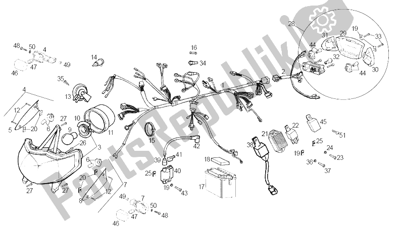 Toutes les pièces pour le Système électrique du Derbi GP1 50 CC E1 2003