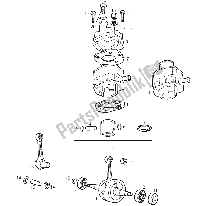 Toutes les pièces pour le Arbre D'entraînement - Cylindre - Piston du Derbi Senda 50 R X Trem E2 2004