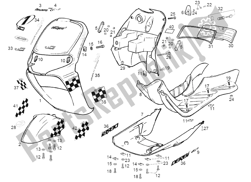 All parts for the Frame of the Derbi Atlantis LC 50 1999