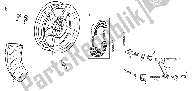 All parts for the Rear Wheel of the Derbi Atlantis Red Bullet AIR 50 2001