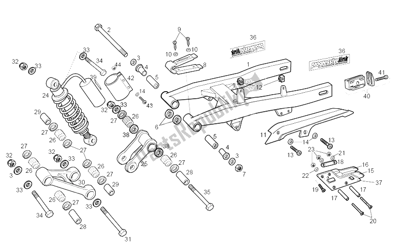 Toutes les pièces pour le Bras Oscillant - Amortisseur du Derbi Senda 50 SM DRD 2A Edicion 2003