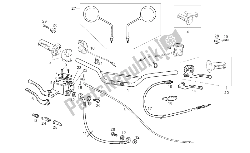 Tutte le parti per il Manubrio - Comandi del Derbi Senda 125 SM Baja 4T E3 2010