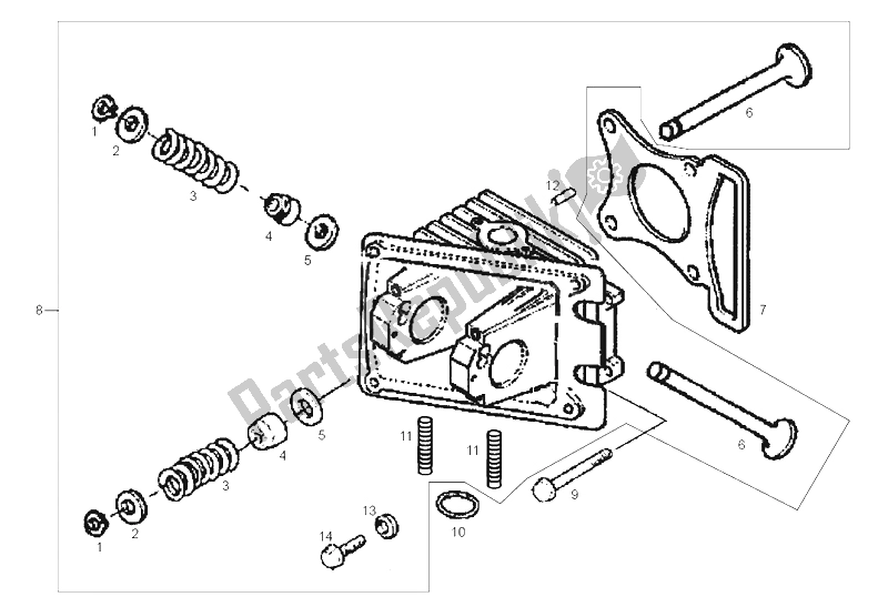 Todas las partes para Culata - Válvulas de Derbi Atlantis 4T 50 CC 100 E2 2004