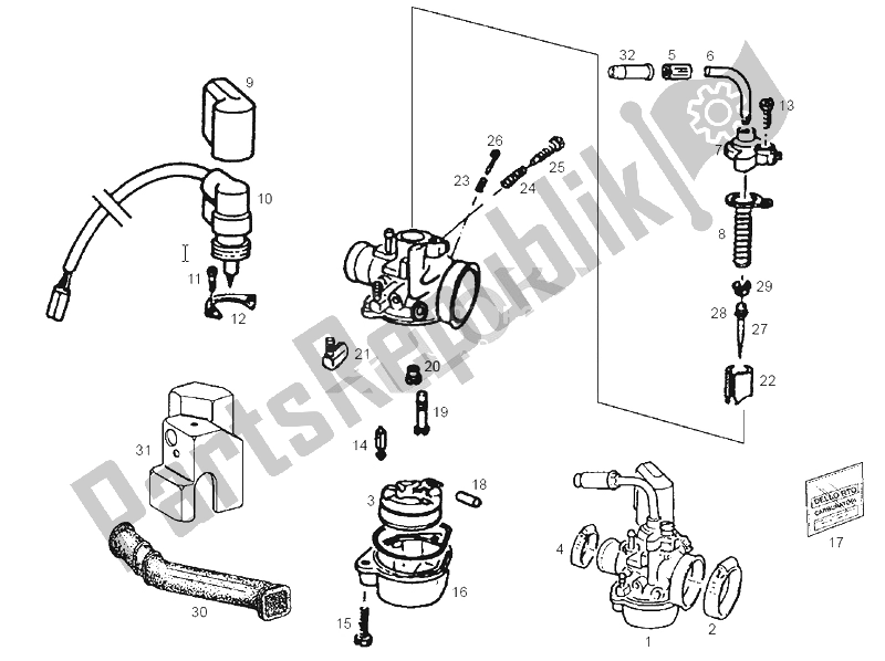 Tutte le parti per il Carburatore del Derbi Atlantis O2 25 KMH 50 2002