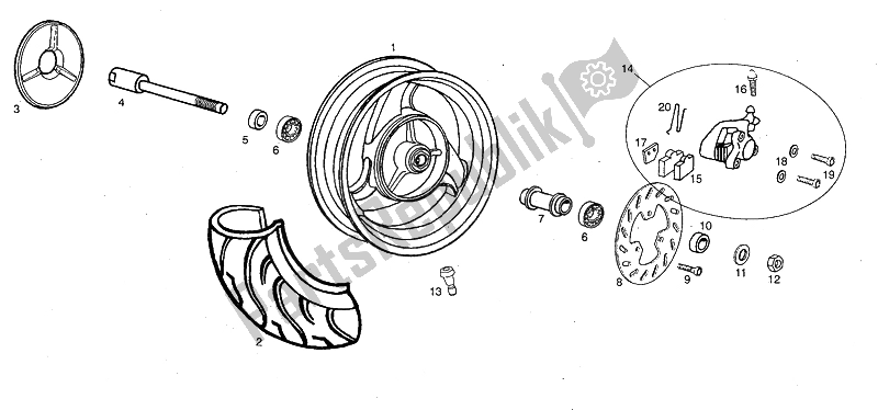 Todas las partes para Rueda Delantera de Derbi Predator O2 Gpseries 50 2001