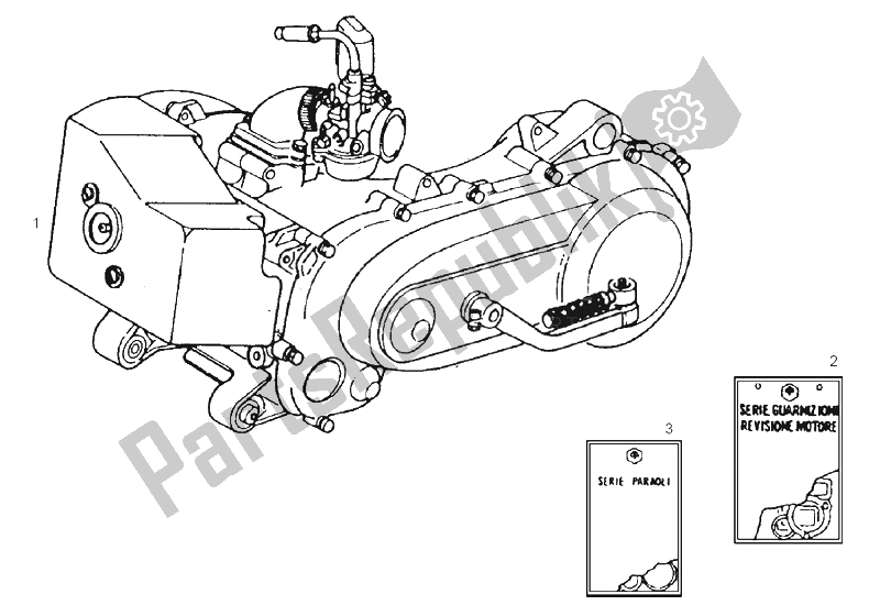 All parts for the Engine of the Derbi Atlantis O2 25 KMH 50 2002