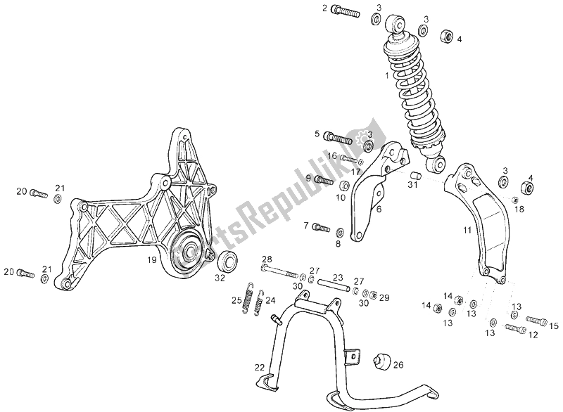 All parts for the Shock Absorber of the Derbi GP1 125 E2 3 VER 2006