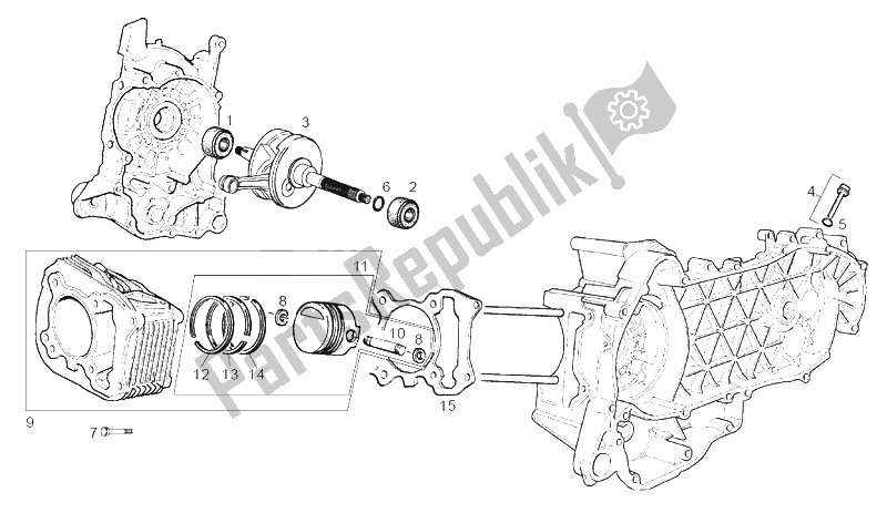 Toutes les pièces pour le Arbre D'entraînement - Cylindre - Piston du Derbi Boulevard 125 150 CC E2 2004