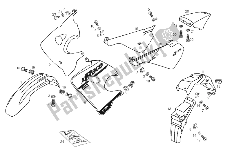 Tutte le parti per il Telaio del Derbi Senda 50 R X Race E2 4 Edicion 2006