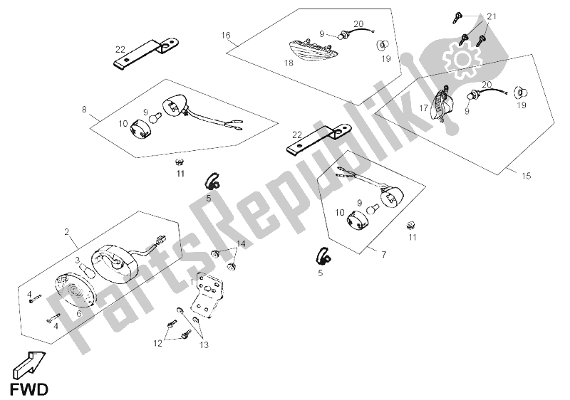 All parts for the Flasher Unit of the Derbi DFW 50 CC E2 2005