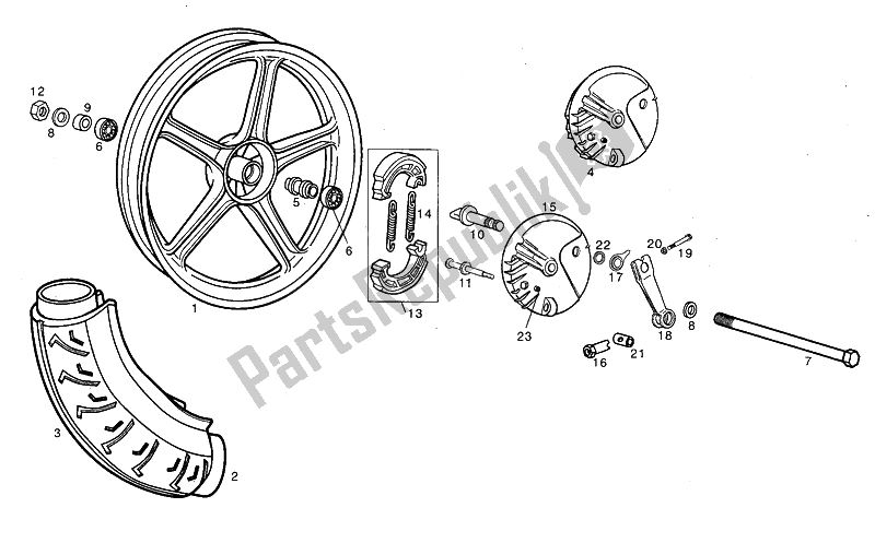 All parts for the Front Wheel of the Derbi Variant Revolution 50 1998