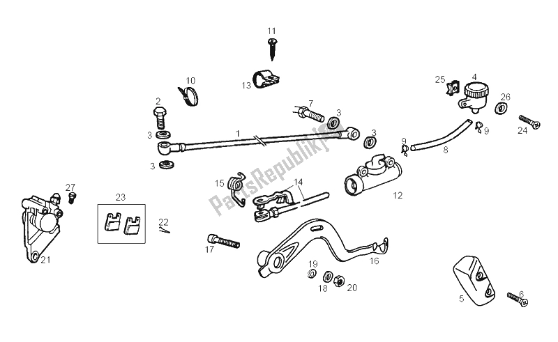 All parts for the Rear Brake of the Derbi Senda 50 SM X Race E2 3 Edicion 2007