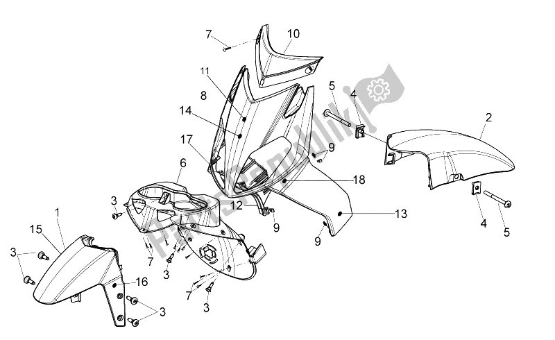 Tutte le parti per il Corpo Anteriore I del Derbi Variant Sport 125 4T E3 2012