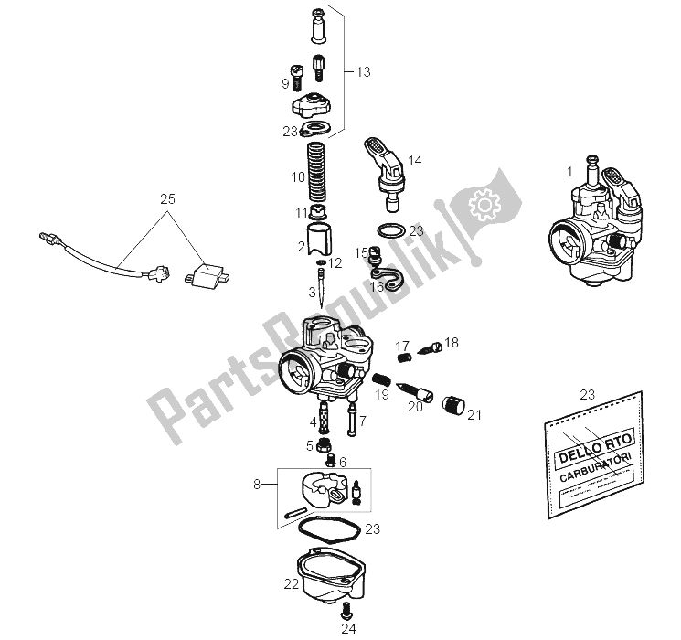 Todas las partes para Carburador de Derbi Senda 50 R X Trem E2 2004