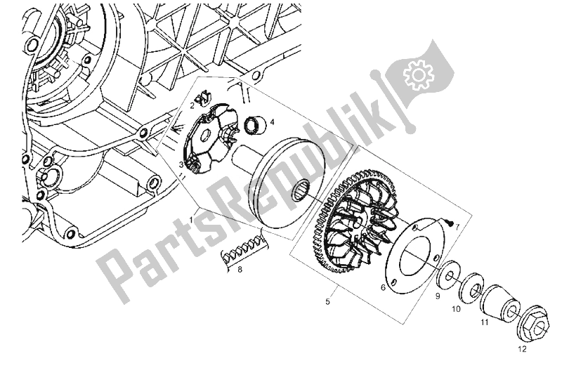 Tutte le parti per il Variatore del Derbi Boulevard 125 CC 4T E3 2008
