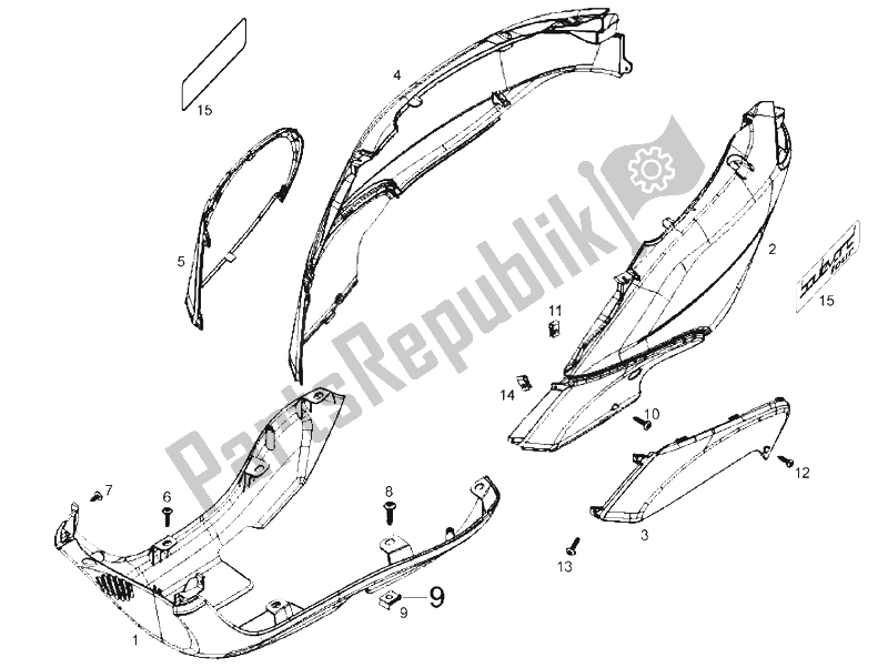 Toutes les pièces pour le Couvercle Latéral - Spoiler du Derbi Boulevard 50 CC 4T E2 25 KMH 2009