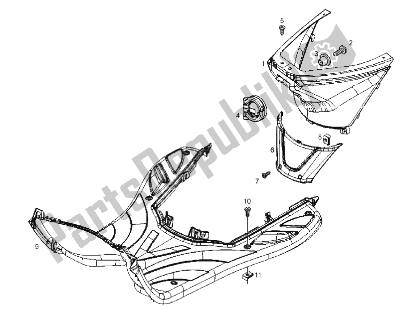 All parts for the Central Cover - Footrests of the Derbi Boulevard 125 CC 4T E3 2008