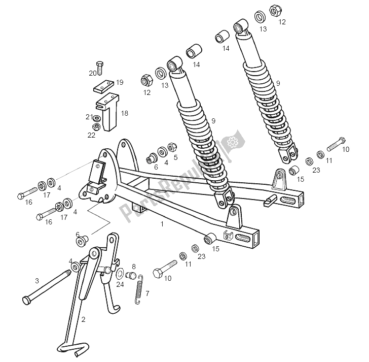 All parts for the Swing Arm - Shock Absorber of the Derbi Variant Revolution E1 50 2003