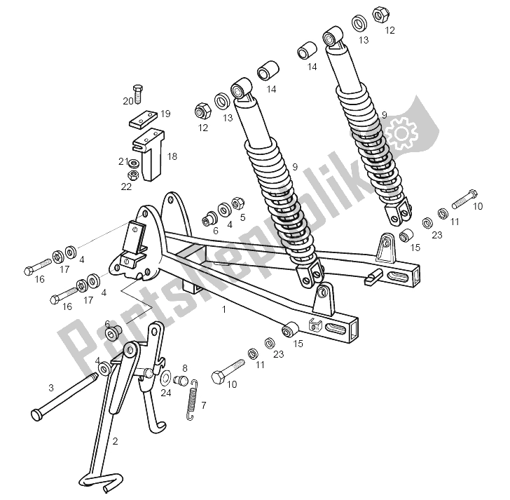 All parts for the Swing Arm - Shock Absorber of the Derbi Variant Revolution E1 50 2003