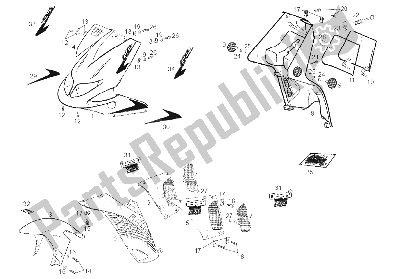 Toutes les pièces pour le Cadre du Derbi GP1 50 CC E2 2003