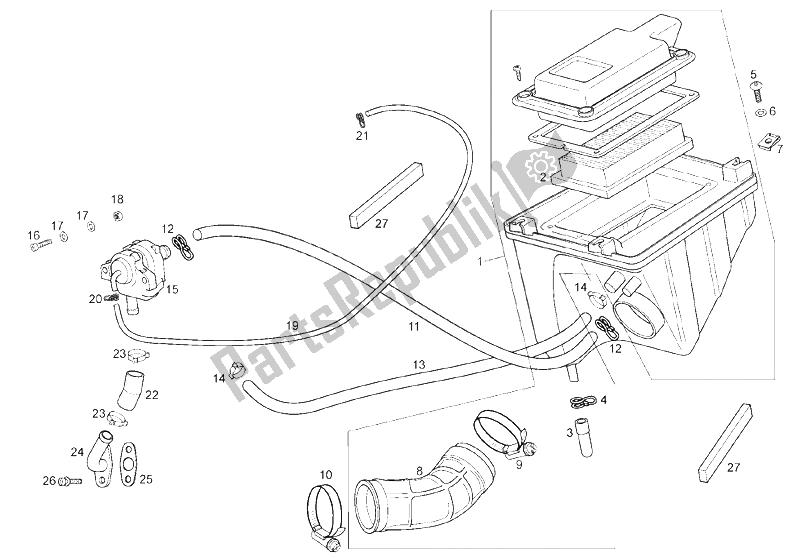 Toutes les pièces pour le Support De Filtre du Derbi Mulhacen 125 E3 2007