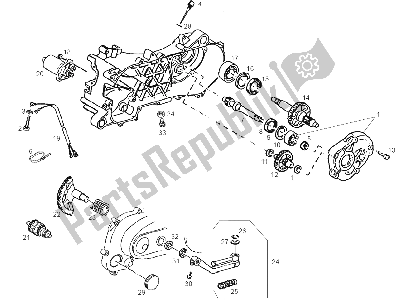 All parts for the Starter Assembly of the Derbi Atlantis Red Bullet E2 50 2003
