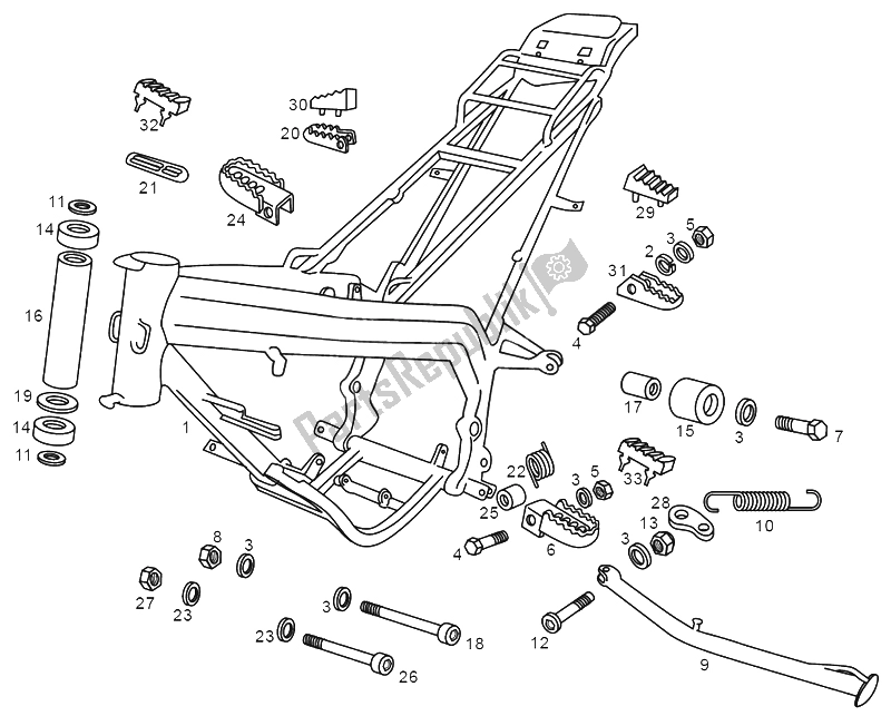 All parts for the Frame - Central Stand of the Derbi Senda 50 SM Export Market 2000