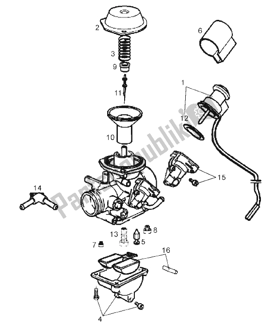 Toutes les pièces pour le Carburateur (2) du Derbi GP1 250 CC E2 3 VER 2006