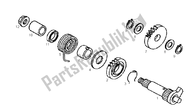 All parts for the Starter Assembly of the Derbi Senda 125 SM 4T E2 Y 2004