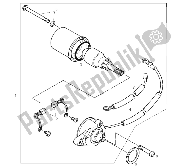 Todas las partes para Conjunto De Arranque (2) de Derbi GPR 125 Racing R E2 2 Edicion 2004