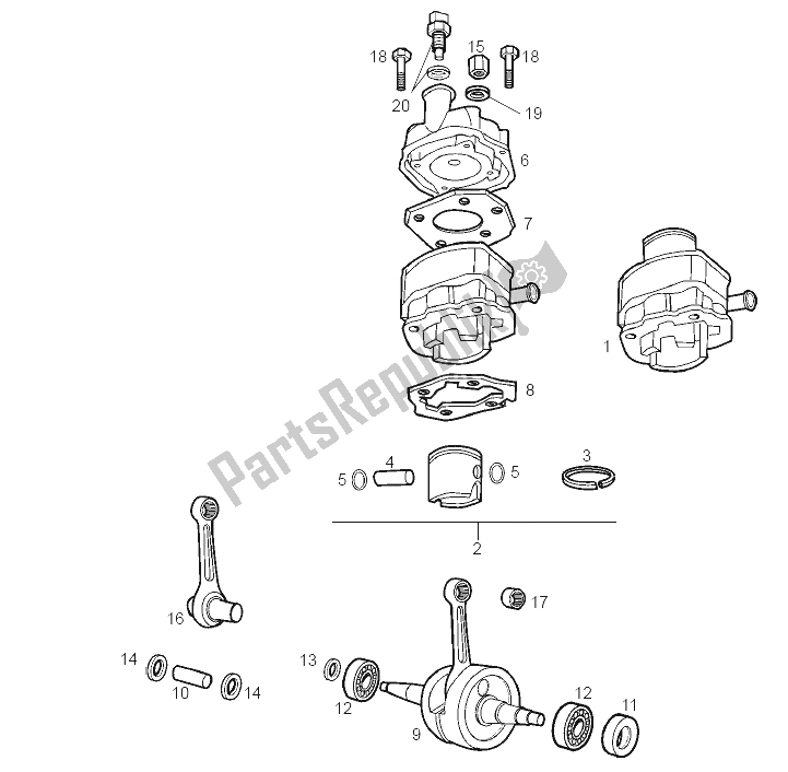 Toutes les pièces pour le Arbre D'entraînement - Cylindre - Piston du Derbi Senda 50 R Black Devil 2A Edicion 2003