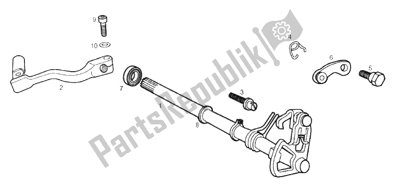 All parts for the Selector Shaft of the Derbi Senda 50 SM X Trem 2T E2 2010