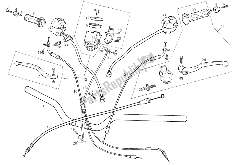 Toutes les pièces pour le Guidon - Commandes du Derbi GPR 50 Nude E2 2006
