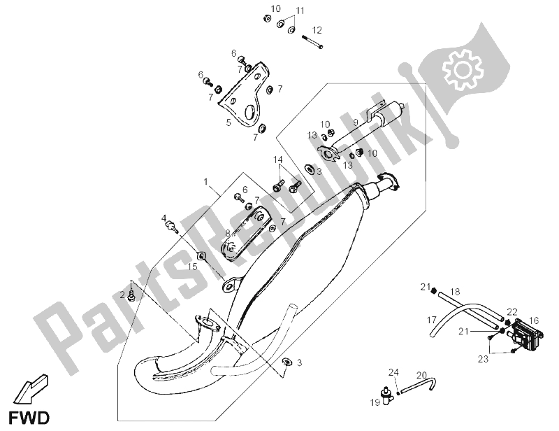 All parts for the Exhaust Pipe of the Derbi DFW 50 CC E2 2005