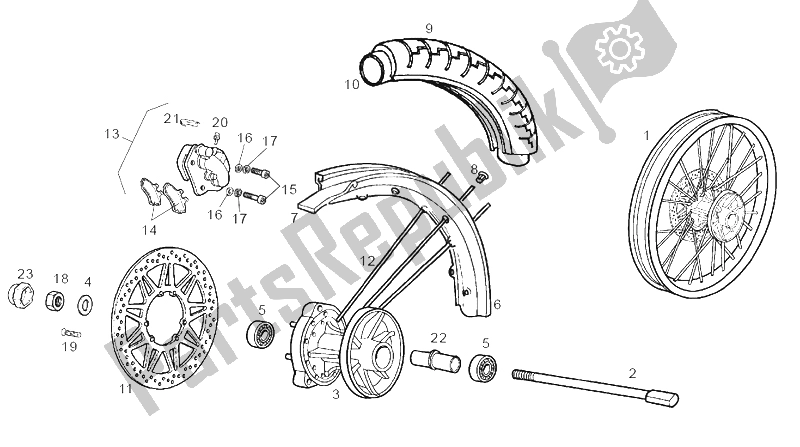 All parts for the Front Wheel of the Derbi Senda 125 SM 4T 2004