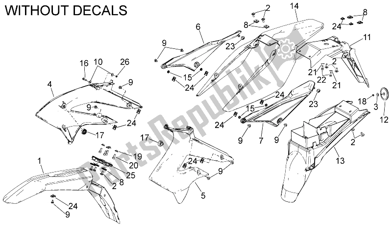 Toutes les pièces pour le Corps du Derbi Senda SM DRD X Treme 50 2T E2 Limited Edition 2014